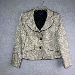 Evan-Picone Suit Womens Blazer Cream Black Damask Jacquard Jacket Tapestry 6P